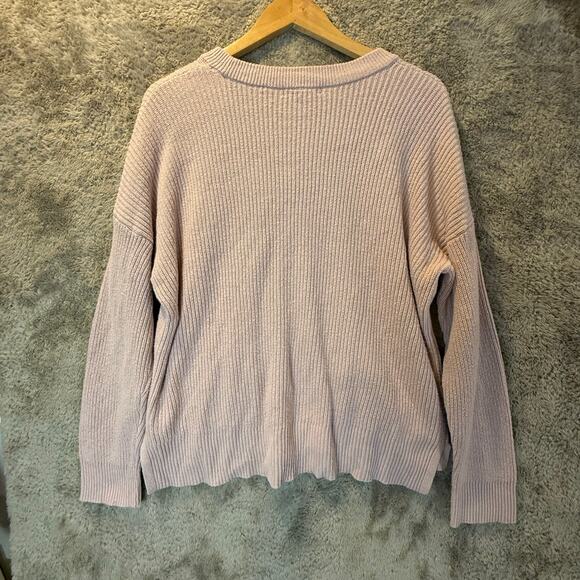 Madewell Pink Front Patch Pocket Thick Ribbed Knit Sweater XL - Picture 3 of 10